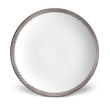Platinum Corde Charger - Nod to Old-World Silk Cords - Sculptural and Timeless with Hand-Painted Porcelain - Classic Craftsmanship