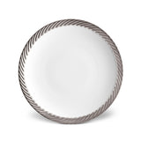 Platinum Corde Dinner Plate - Nod to Old-World Silk Cords - Sculptural and Timeless with Hand-Painted Porcelain - Classic Craftsmanship