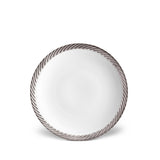 Platinum Corde Dessert Plate - Nod to Old-World Silk Cords - Sculptural and Timeless with Hand-Painted Porcelain - Classic Craftsmanship