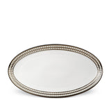 Large Perlée Oval Platter in Platinum - Timeless and Sophisticated Dinnerware Crafted from Limoges Porcelain and Infused with Detailed Craftsmanship