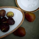 Large Corde Oval Platter in Gold - Nod to Old-World Silk Cords - Sculptural and Timeless with Hand-Painted Porcelain - Classic Craftsmanship