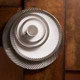 Corde Coupe Bowl in Platinum - Nod to Old-World Silk Cords - Sculptural and Timeless with Hand-Painted Porcelain - Classic Craftsmanship
