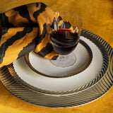 Corde Coupe Bowl in Platinum - Nod to Old-World Silk Cords - Sculptural and Timeless with Hand-Painted Porcelain - Classic Craftsmanship