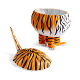 Orange and Black Haas Gold Horn Tiger Vessel - Exclusive Vessel Hand-Painted with Attention to Detail - Mystical Sculpture