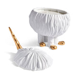 White and Gold Haas Mojave Palm Unicorn 4-Wick Candle - Dry, Woodsy Fragrance - Translucent Porcelain Vessel