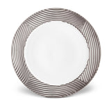 Platinum Corde Wide Rim Charger - Nod to Old-World Silk Cords - Sculptural and Timeless with Hand-Painted Porcelain - Classic Craftsmanship