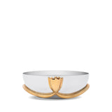 Medium Deco Leaves Bowl - Features Rich Textures and Geometric Designs - Hand-Crafted Piece Adorned with 24K Gold-Plated Accents