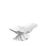 Neptune Bowl - Medium. White porcelain shell-shaped bowl floating on a base. 