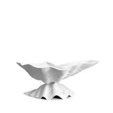Neptune Bowl - Medium. White porcelain shell-shaped bowl floating on a base. 