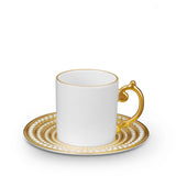 Perlée Espresso Cup and Saucer in Gold - Timeless and Sophisticated Dinnerware Crafted from Limoges Porcelain