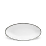 Small Soie Tressée Oval Platter in Platinum - Classic Yet Modern Design Made of Limoges Porcelain Creates a Contemporary Look on an Ancient Shape