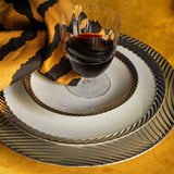 Platinum Corde Wide Rim Charger - Nod to Old-World Silk Cords - Sculptural and Timeless with Hand-Painted Porcelain - Classic Craftsmanship